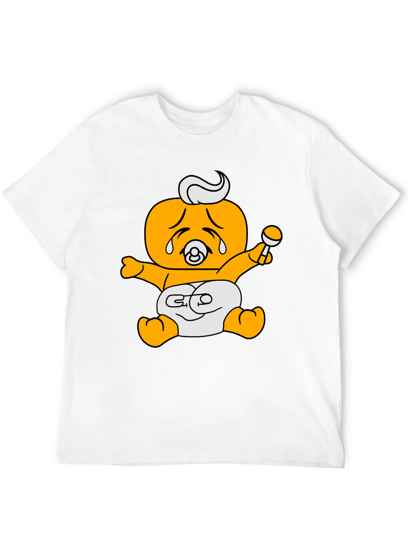 Funny Crying Baby Cartoon Graphic Black T-Shirt