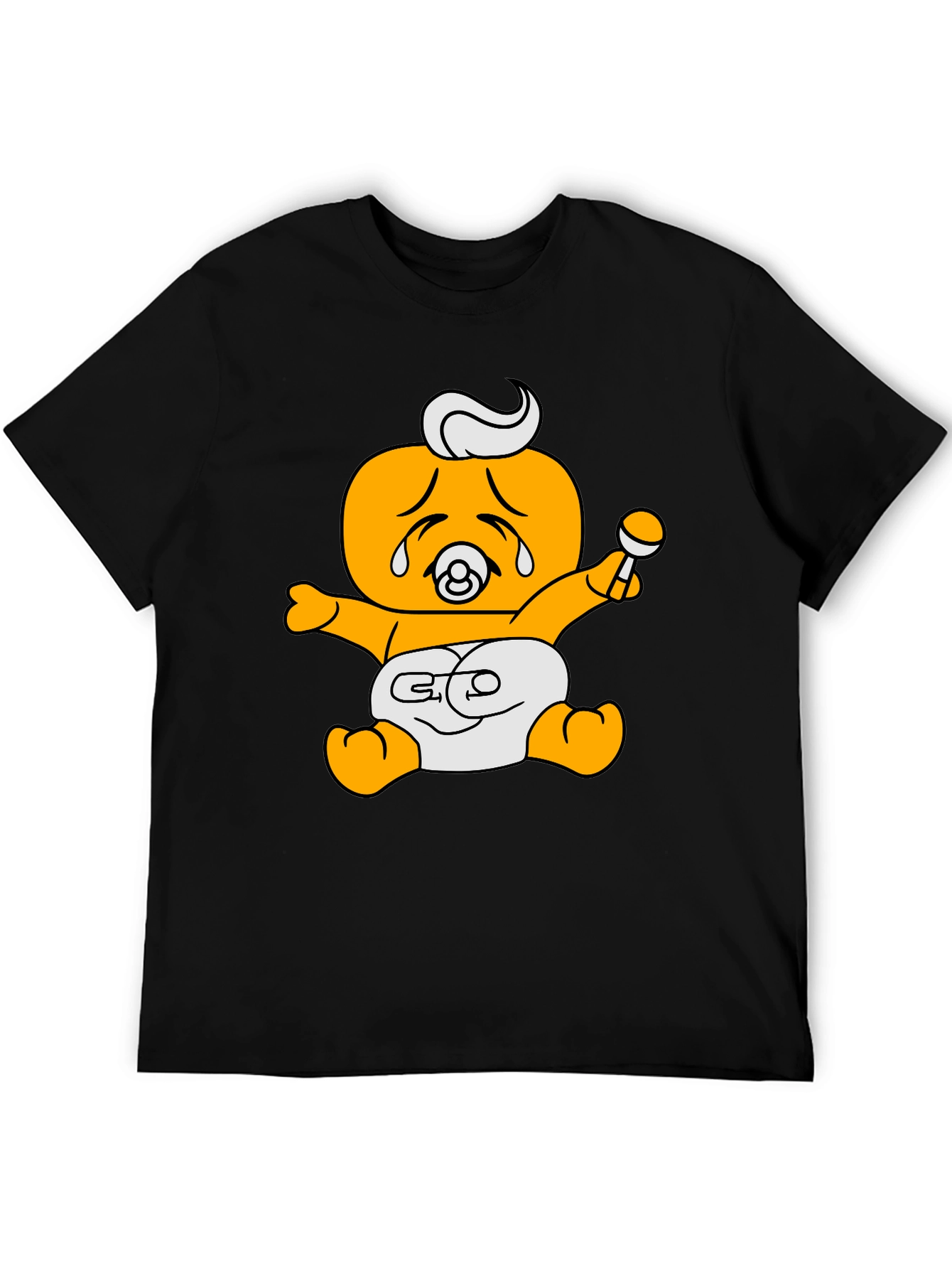 Funny Crying Baby Cartoon Graphic Black T-Shirt