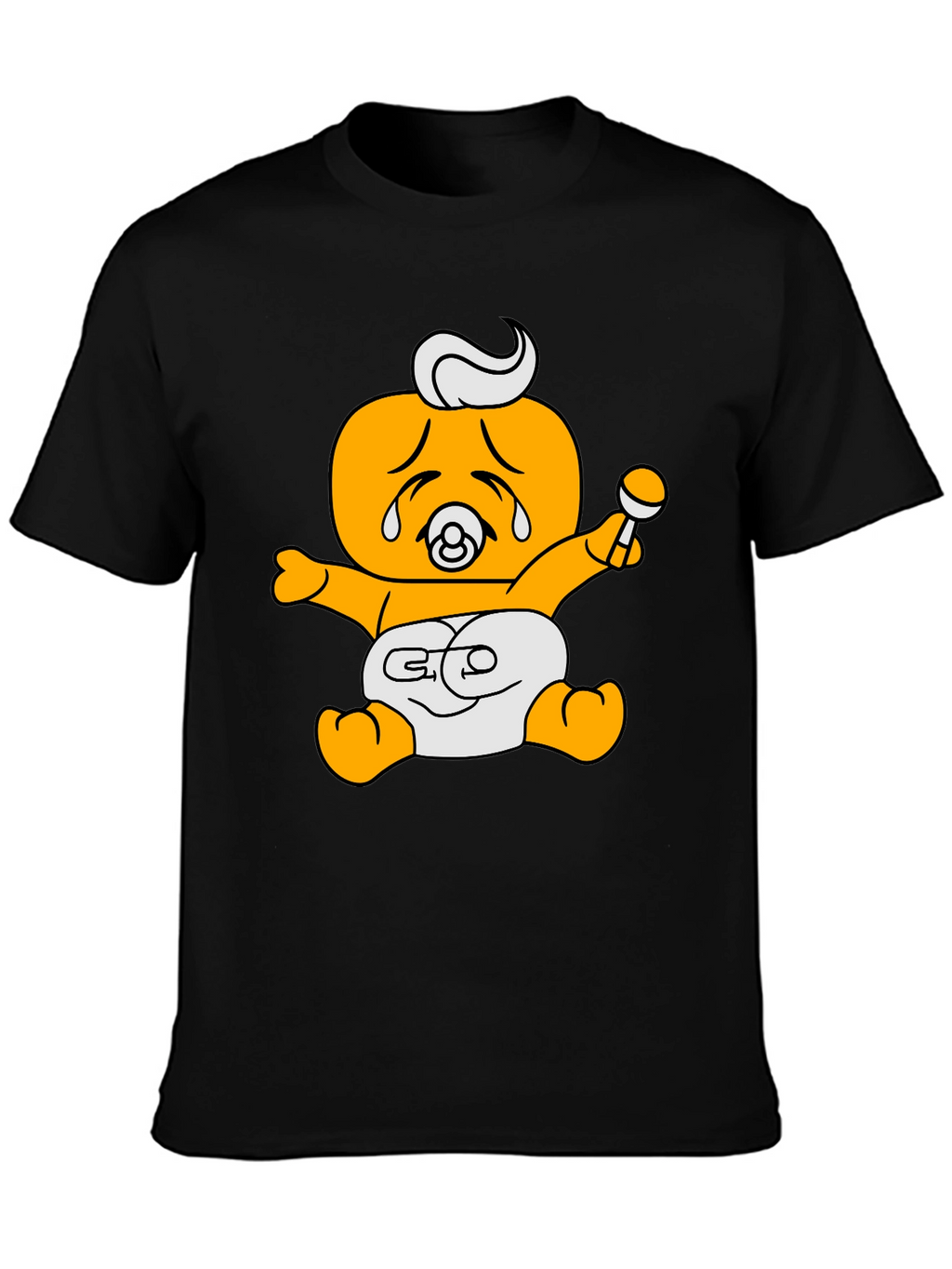 Funny Crying Baby Cartoon Graphic Black T-Shirt