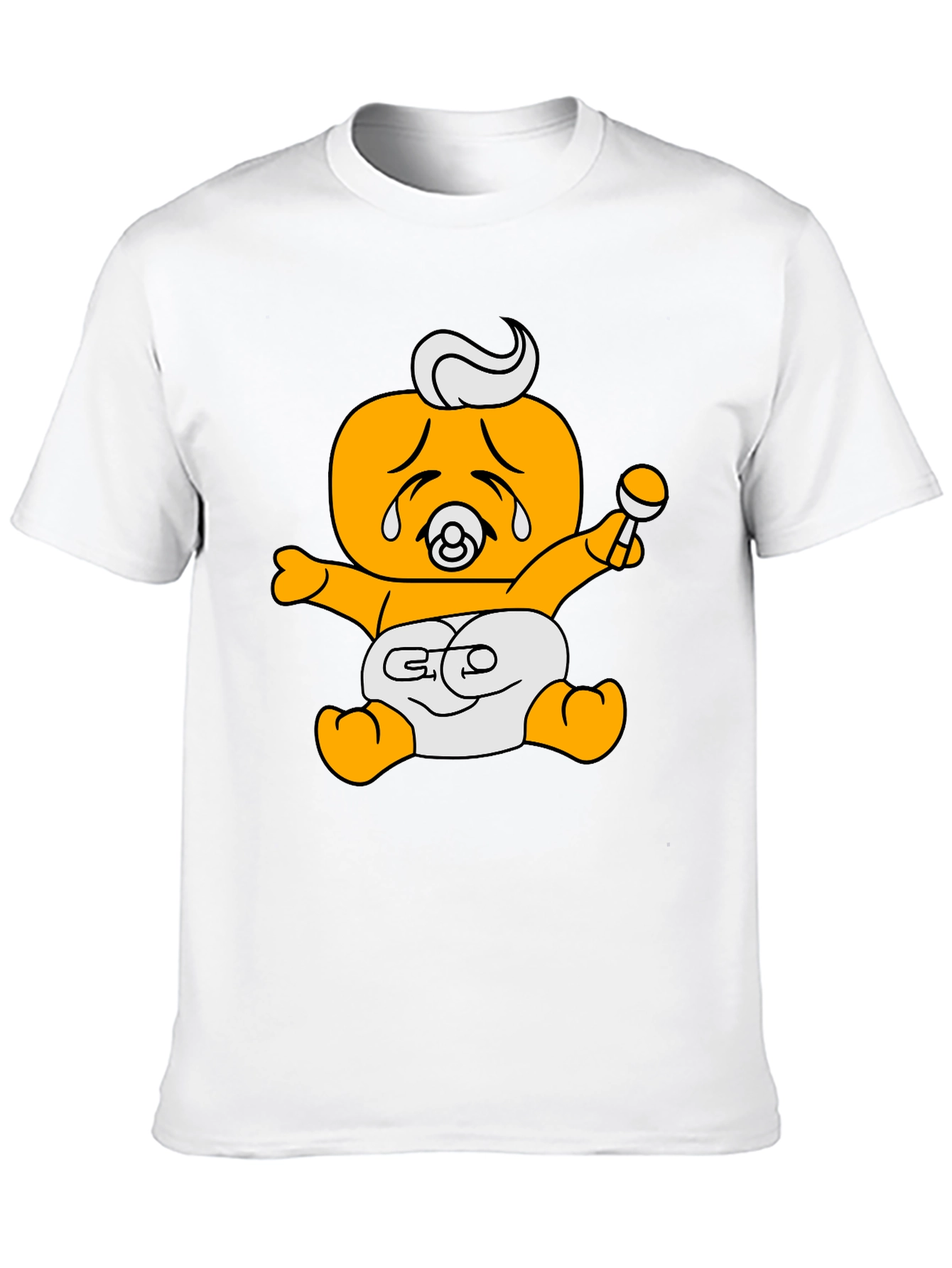 Funny Crying Baby Cartoon Graphic Black T-Shirt