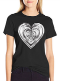 Abstract Heart Graphic Tee - Modern Black T-Shirt