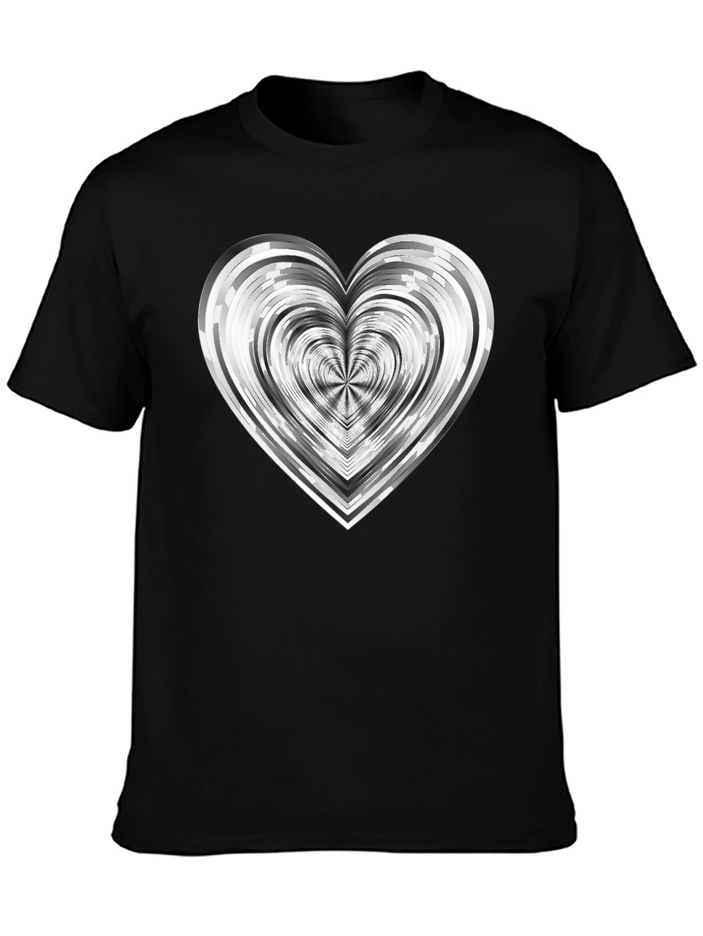 Abstract Heart Graphic Tee - Modern Black T-Shirt