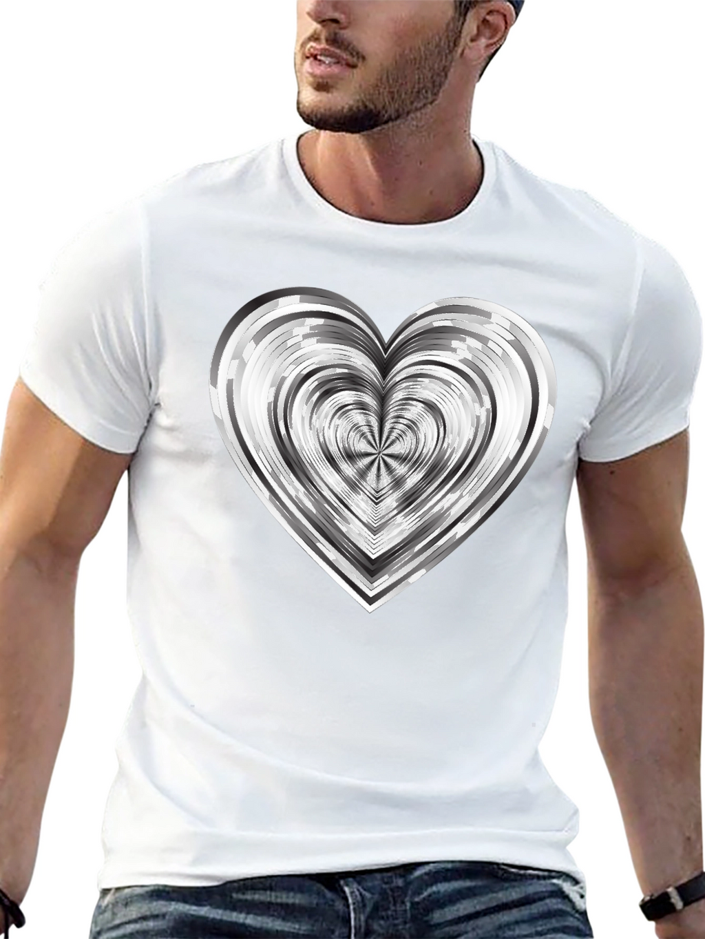 Abstract Heart Graphic Tee - Modern Black T-Shirt