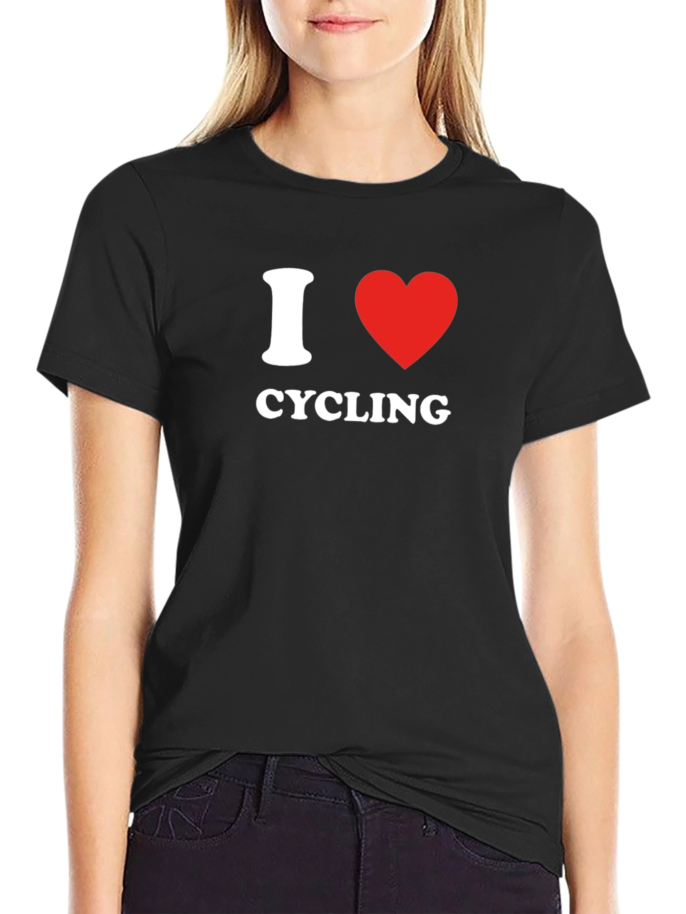 I Love Cycling T-Shirt - Black Cotton Tee for Bicycle Enthusiasts