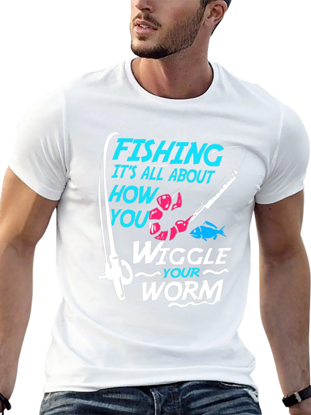 Fishing Worm Graphic Tee - Black