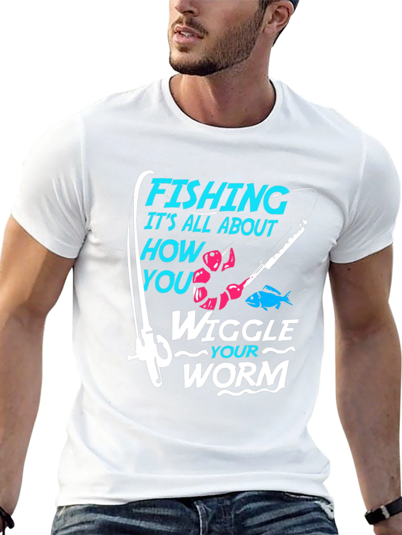 Fishing Worm Graphic Tee - Black