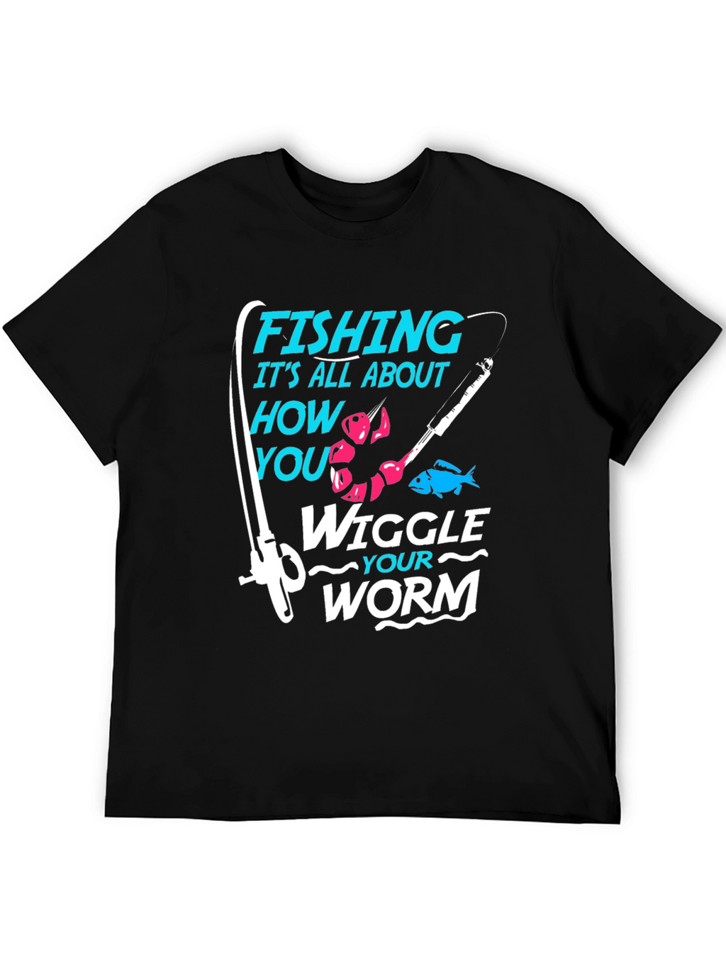 Fishing Worm Graphic Tee - Black