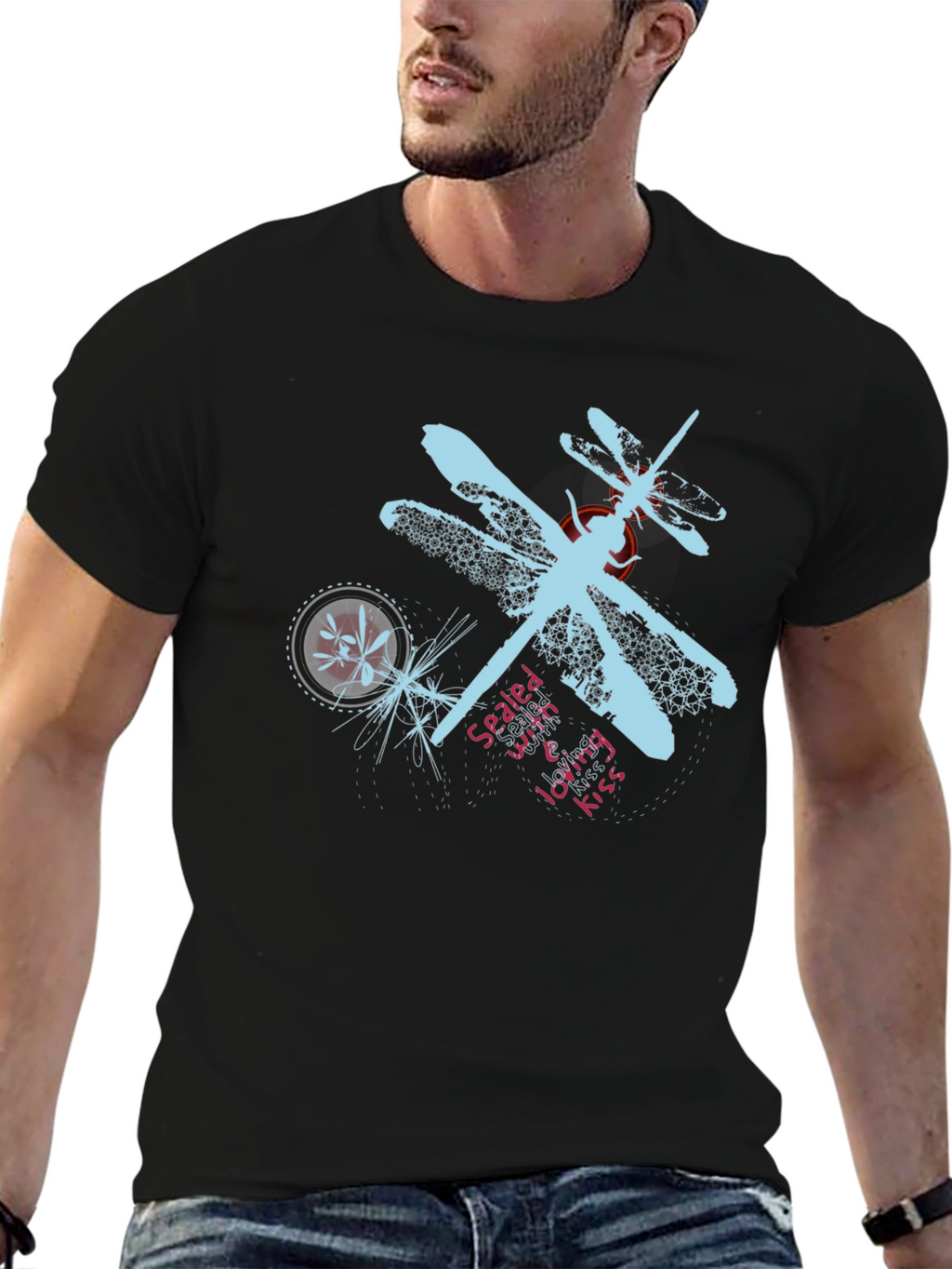 Dragonfly Graphic T-Shirt - Black Casual Tee