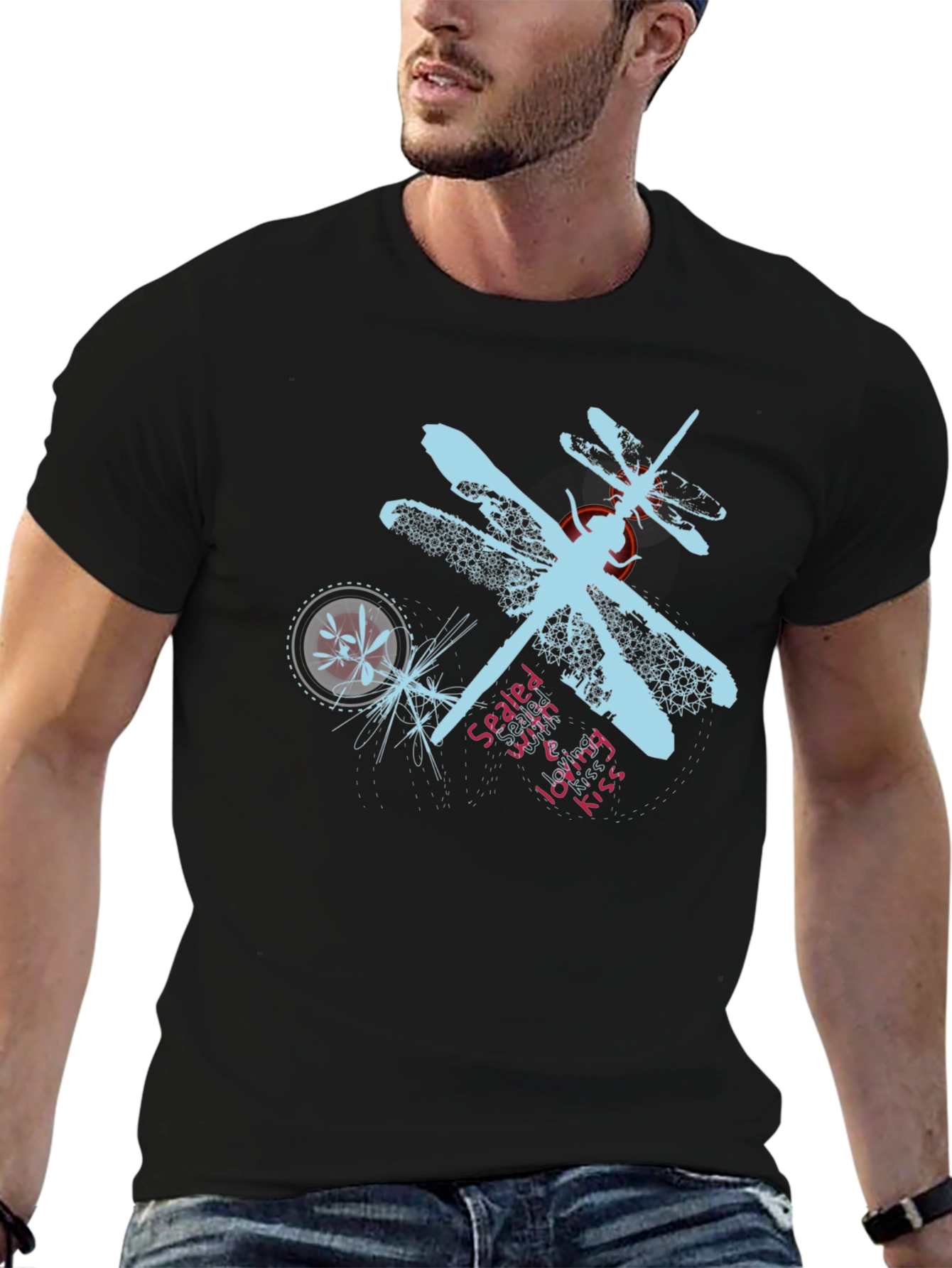 Dragonfly Graphic T-Shirt - Black Casual Tee
