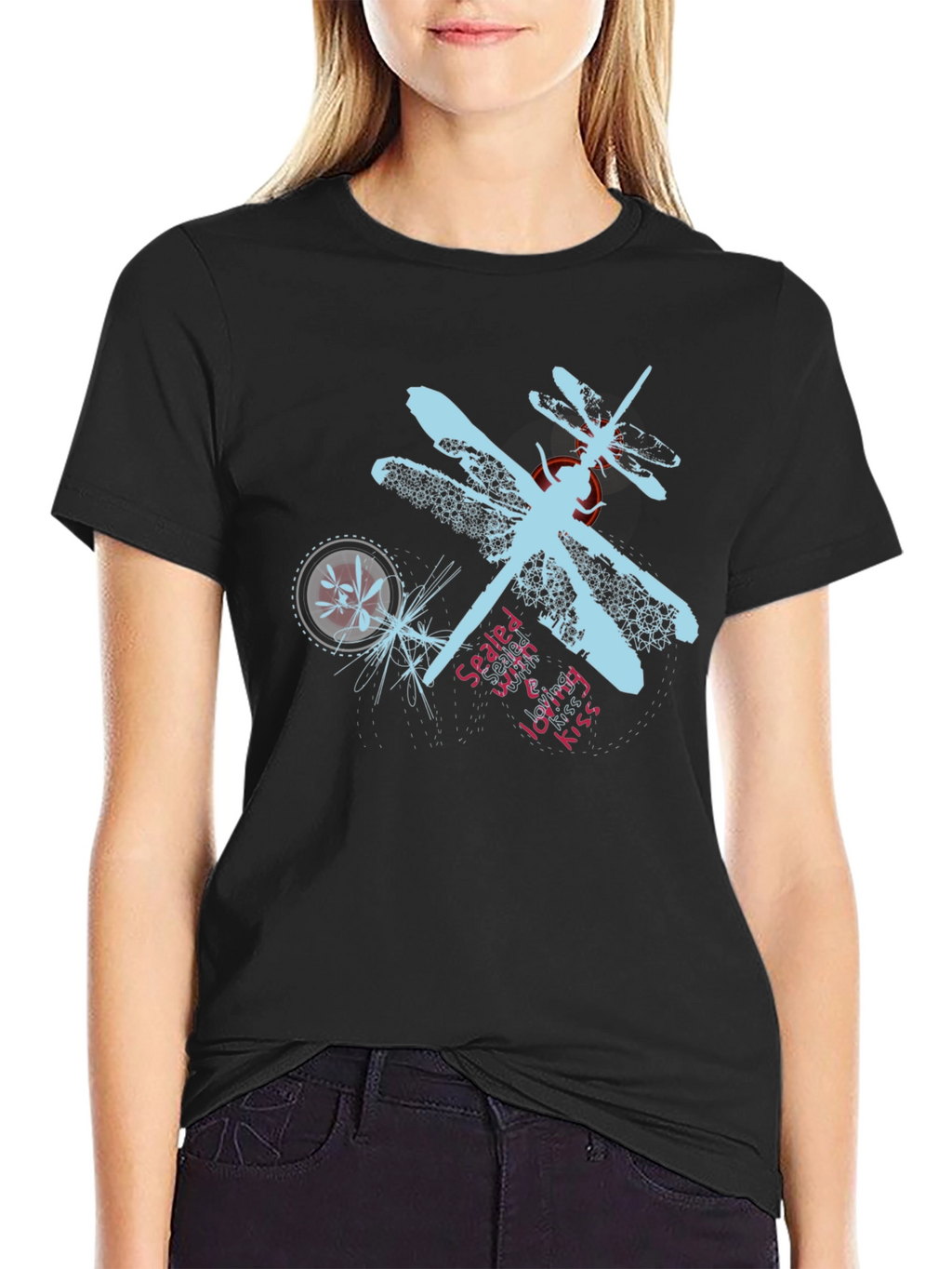 Dragonfly Graphic T-Shirt - Black Casual Tee