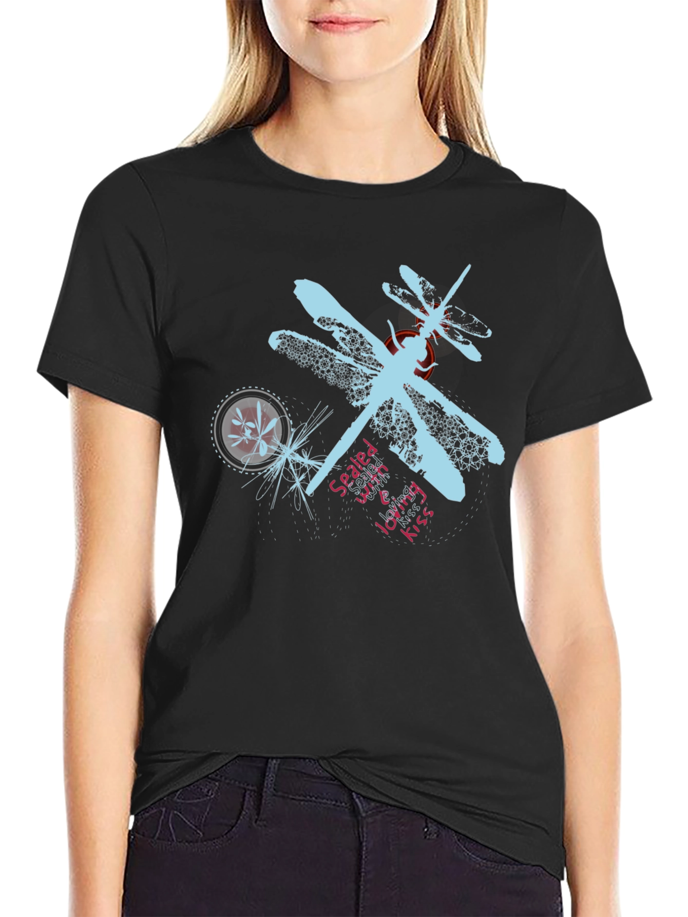 Dragonfly Graphic T-Shirt - Black Casual Tee
