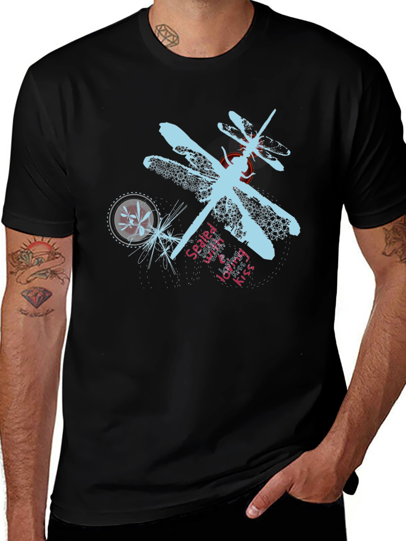Dragonfly Graphic T-Shirt - Black Casual Tee