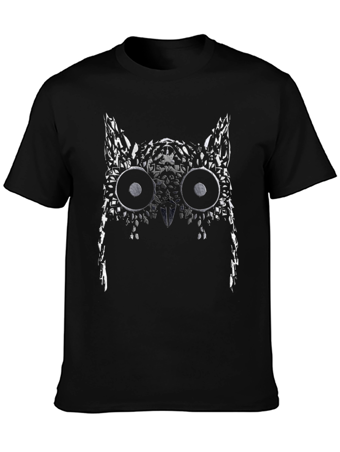 Abstract Owl Graphic Black T-Shirt
