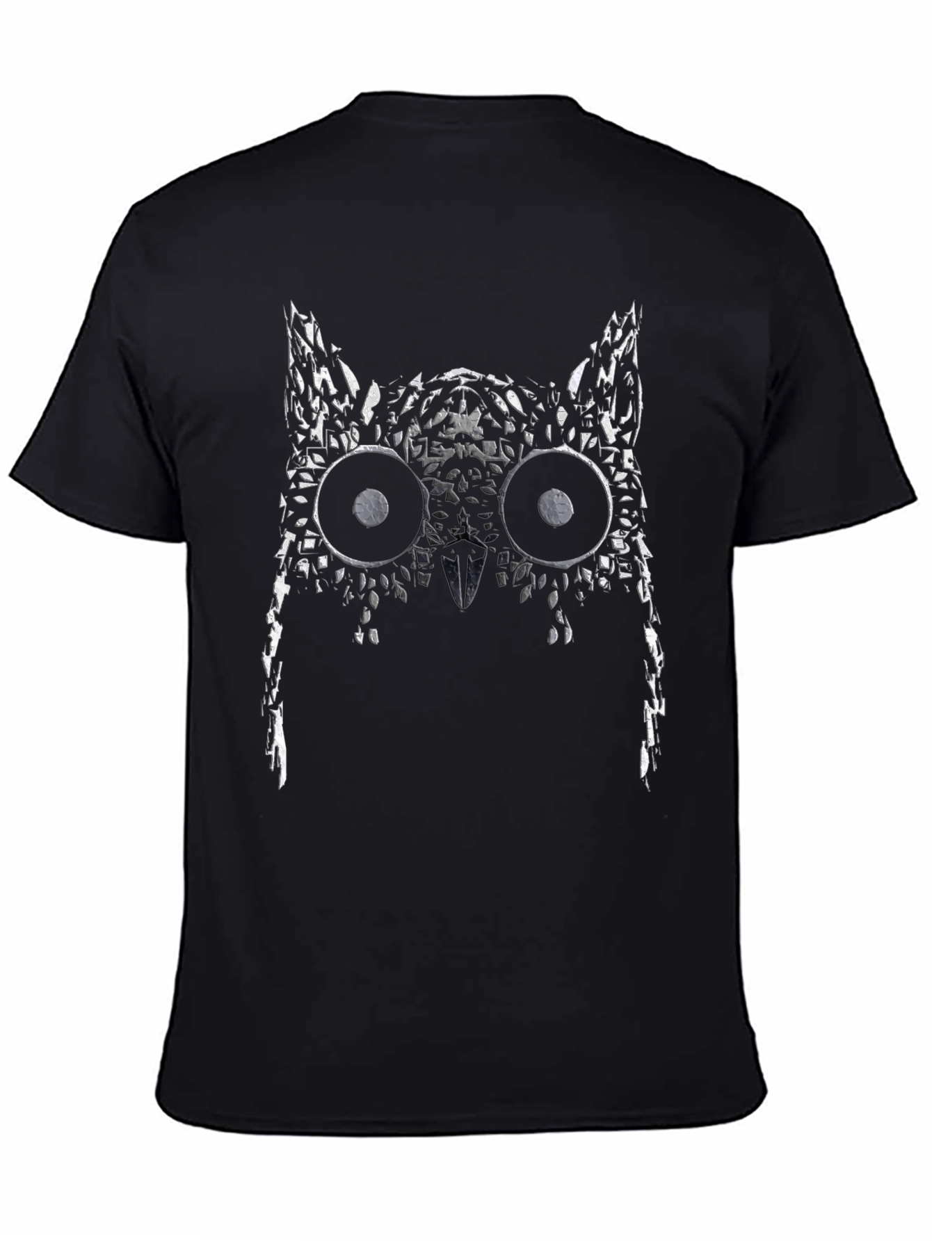 Abstract Owl Graphic Black T-Shirt