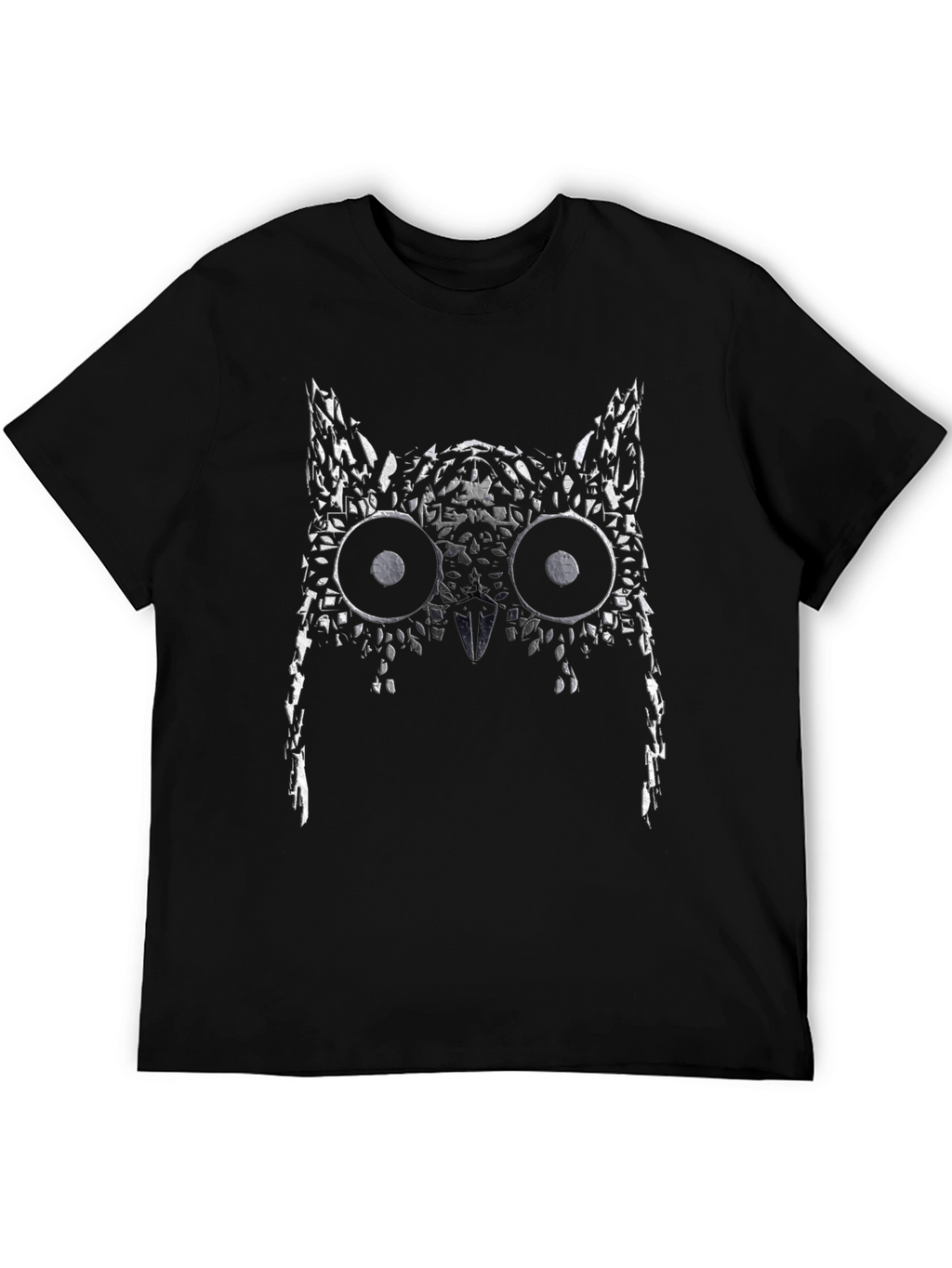 Abstract Owl Graphic Black T-Shirt