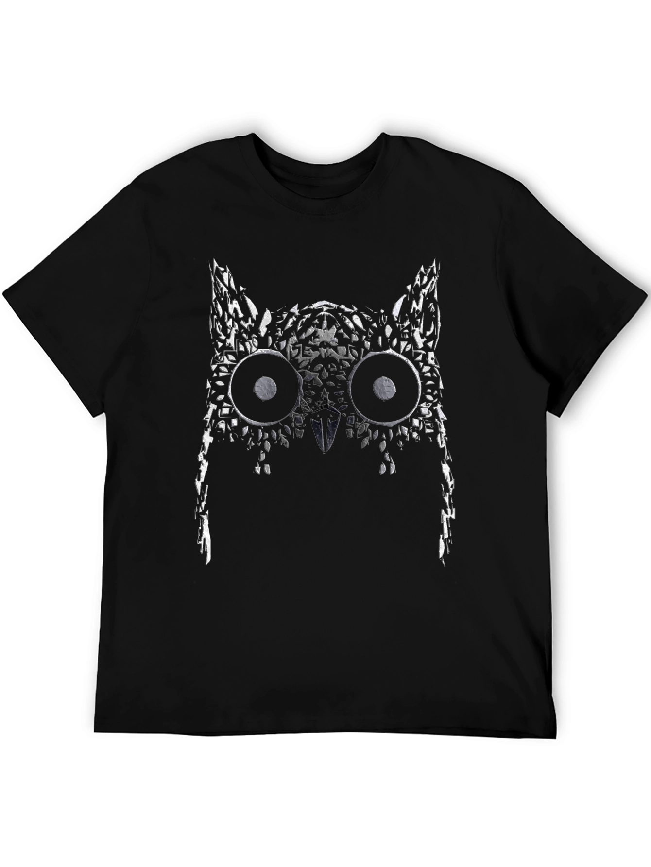 Abstract Owl Graphic Black T-Shirt