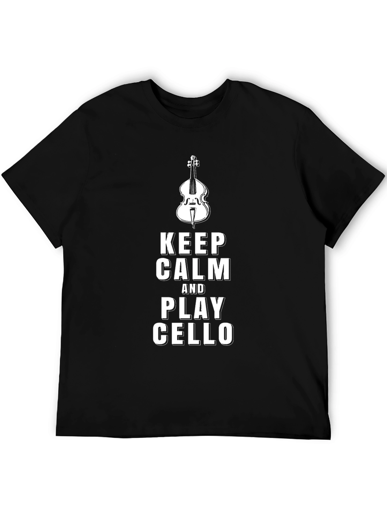Keep Calm & Play Cello Graphic Tee - Black Cotton