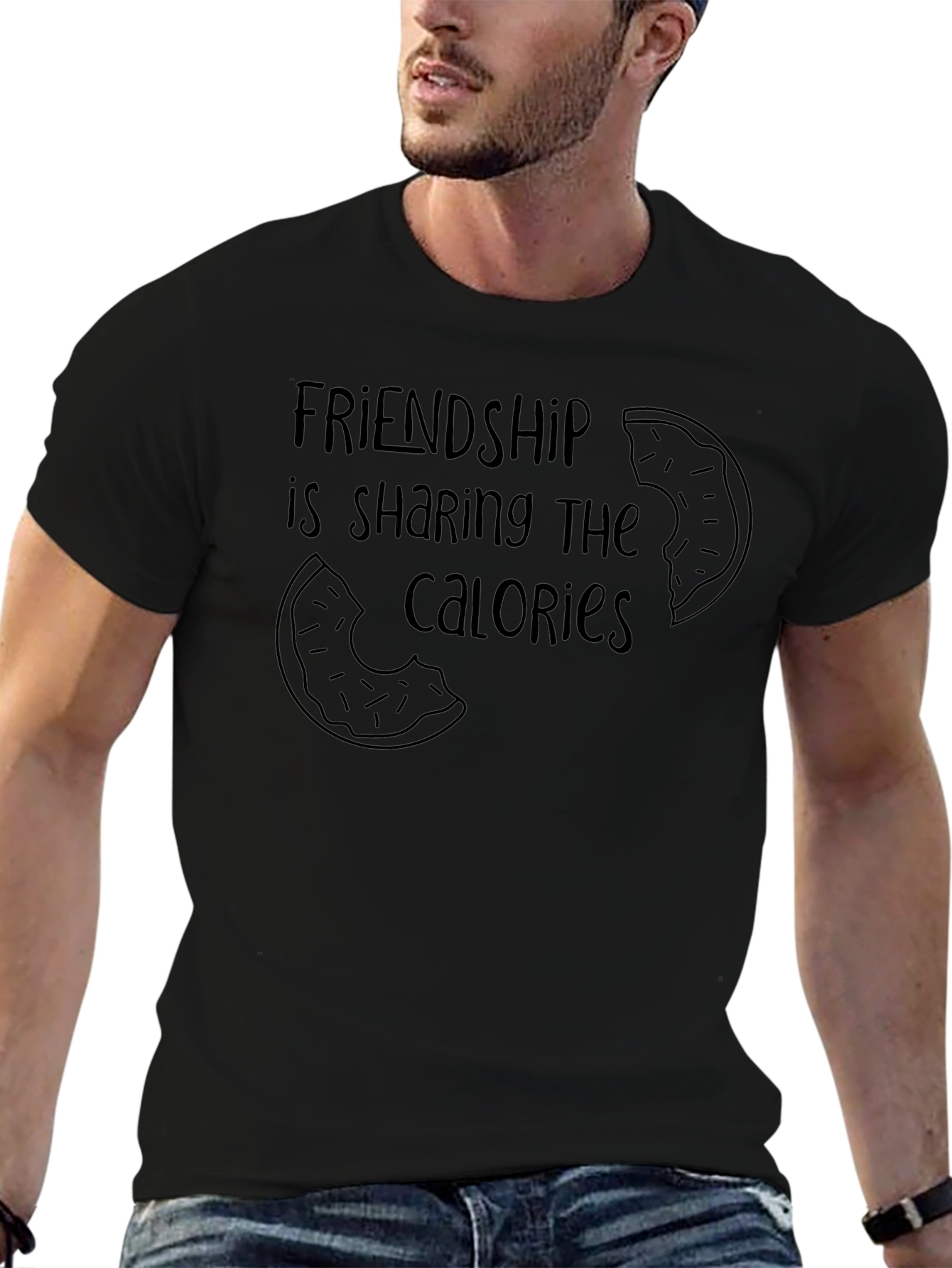 Friendship Calories T-Shirt | Black Graphic Tee