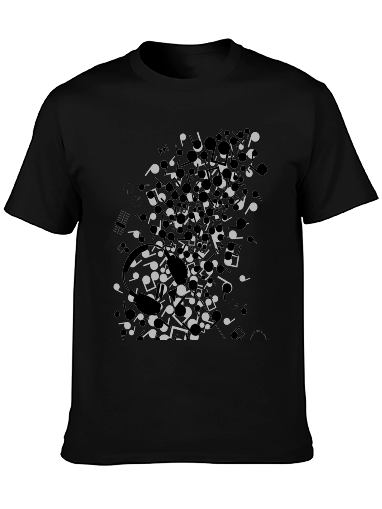 Musical Notes Black Graphic Tee Shirt
