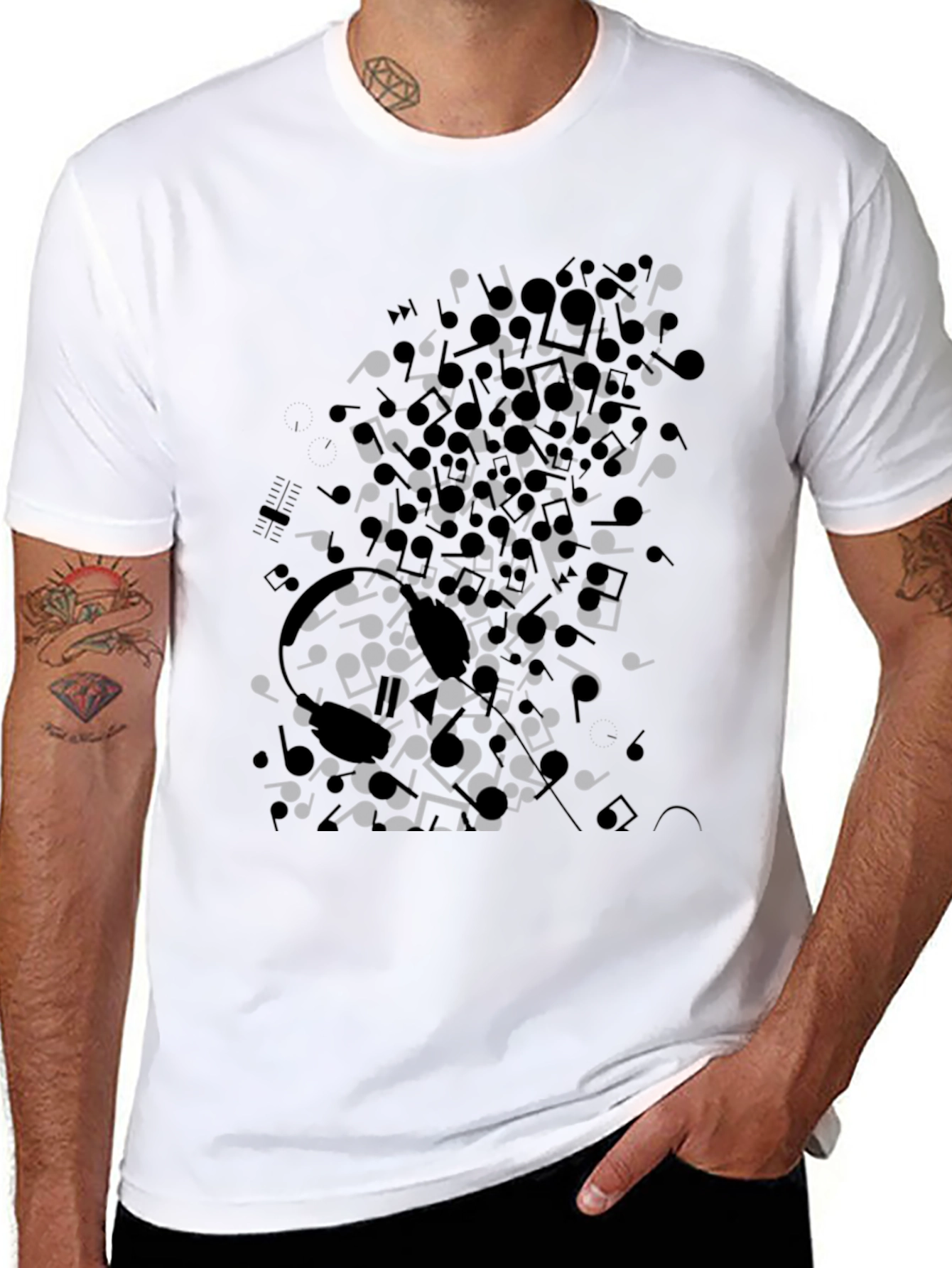 Musical Notes Black Graphic Tee Shirt