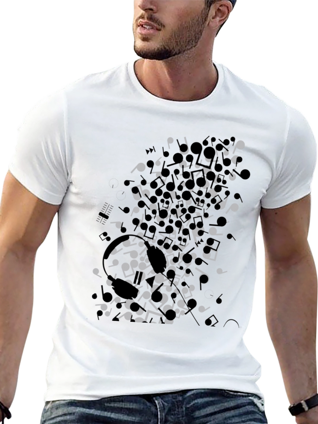 Musical Notes Black Graphic Tee Shirt