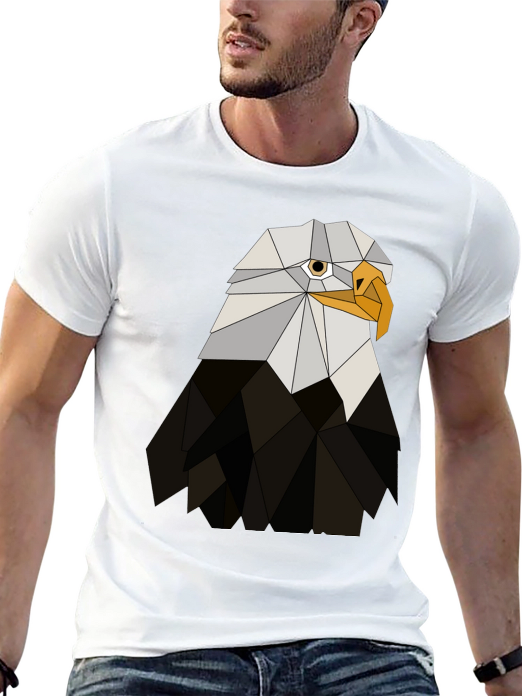 Geometric Eagle Graphic Tee - Black