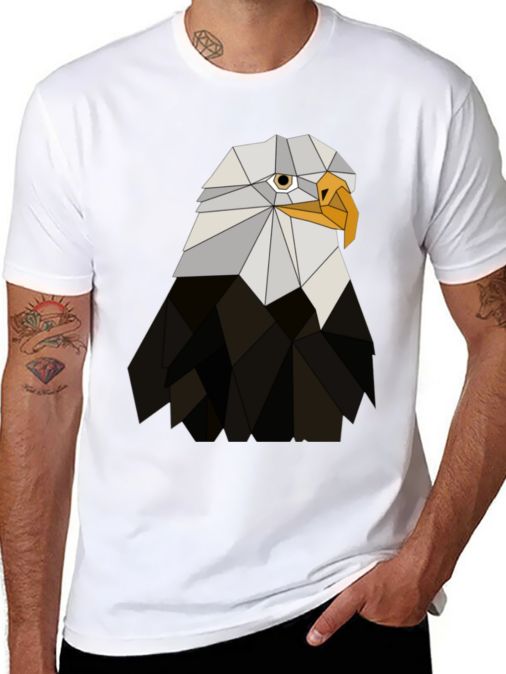 Geometric Eagle Graphic Tee - Black
