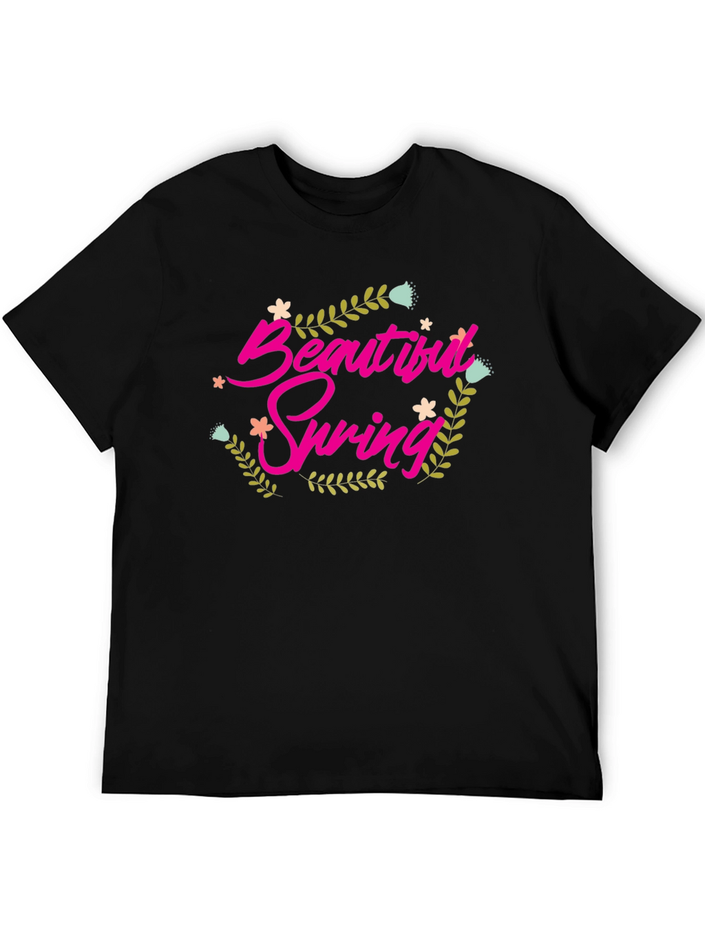 Beautiful Spring Graphic Tee - Black Cotton Shirt