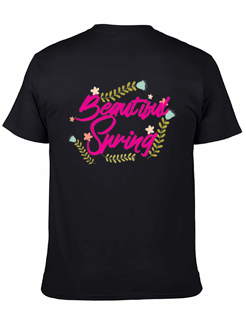 Beautiful Spring Graphic Tee - Black Cotton Shirt
