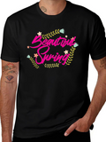 Beautiful Spring Graphic Tee - Black Cotton Shirt