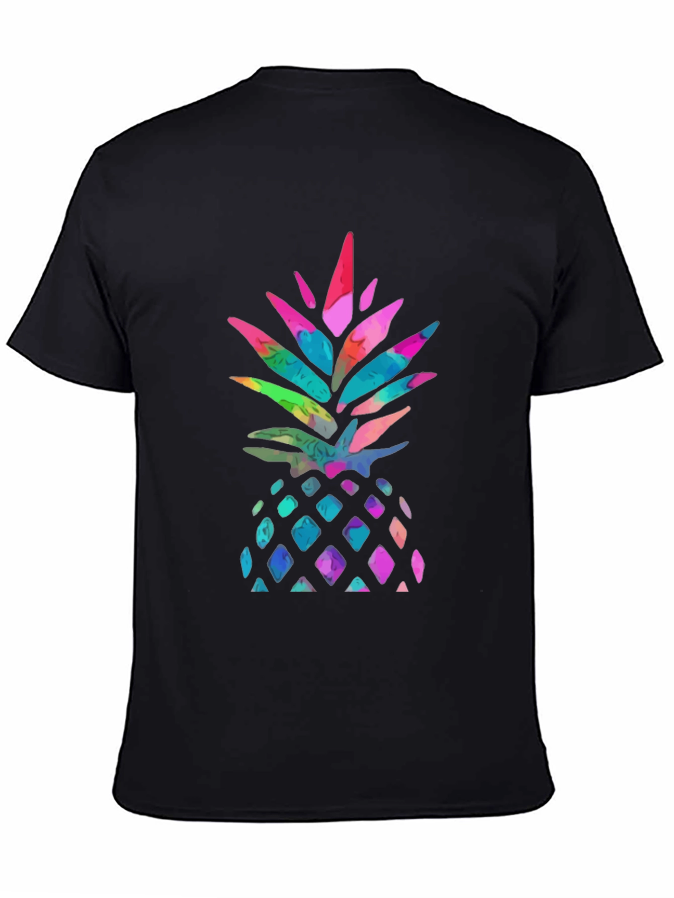 Watercolor Pineapple Graphic Black T-Shirt