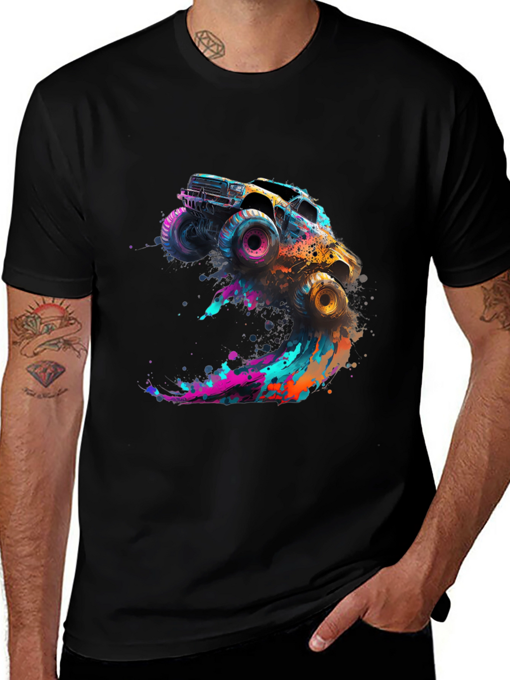 Monster Truck Splash Graphic Tee - Black