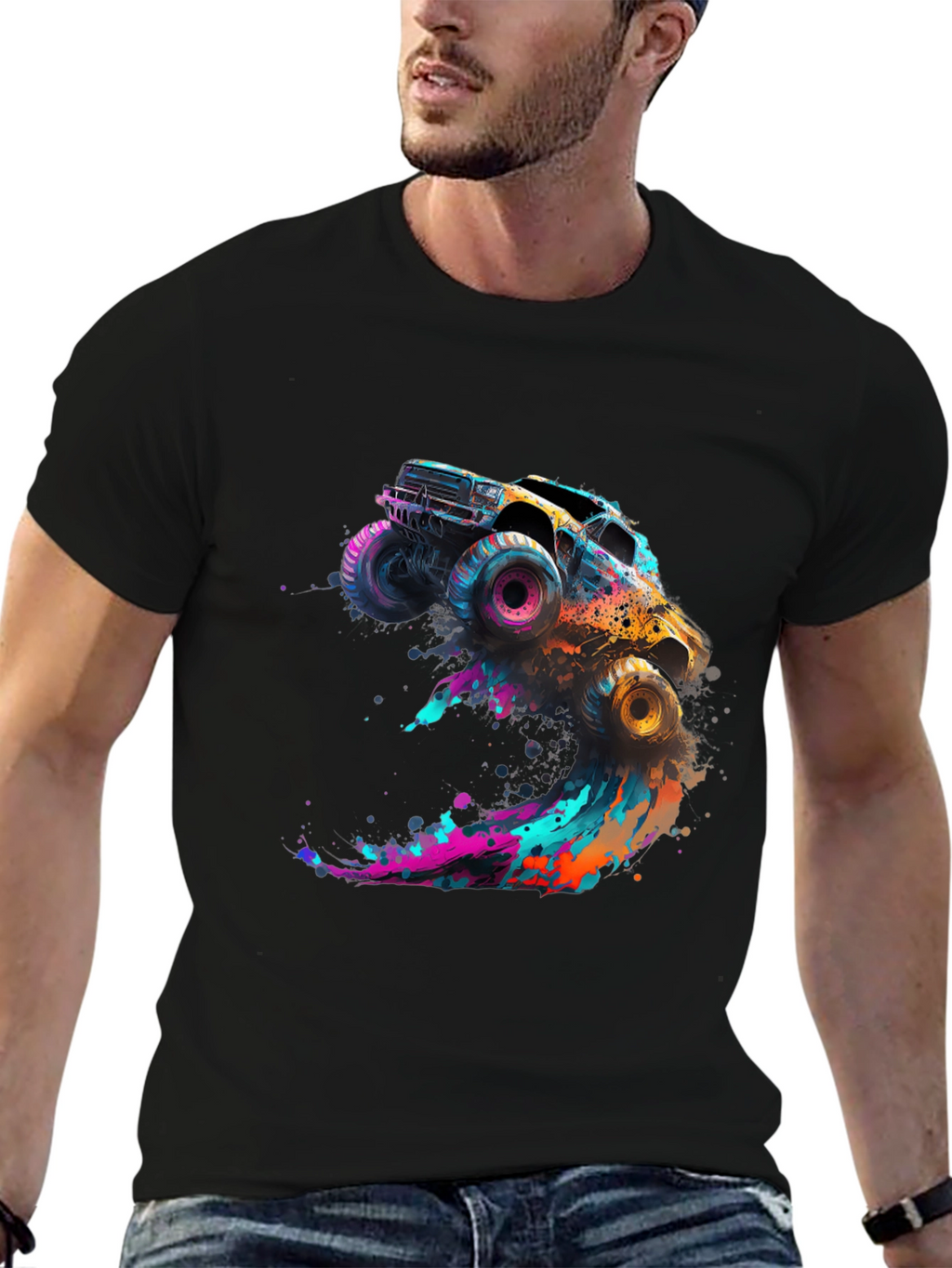 Monster Truck Splash Graphic Tee - Black