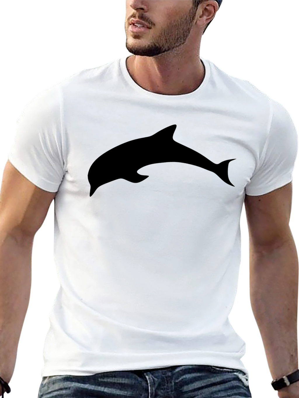Mens Black Dolphin Graphic Tee - Casual Comfort