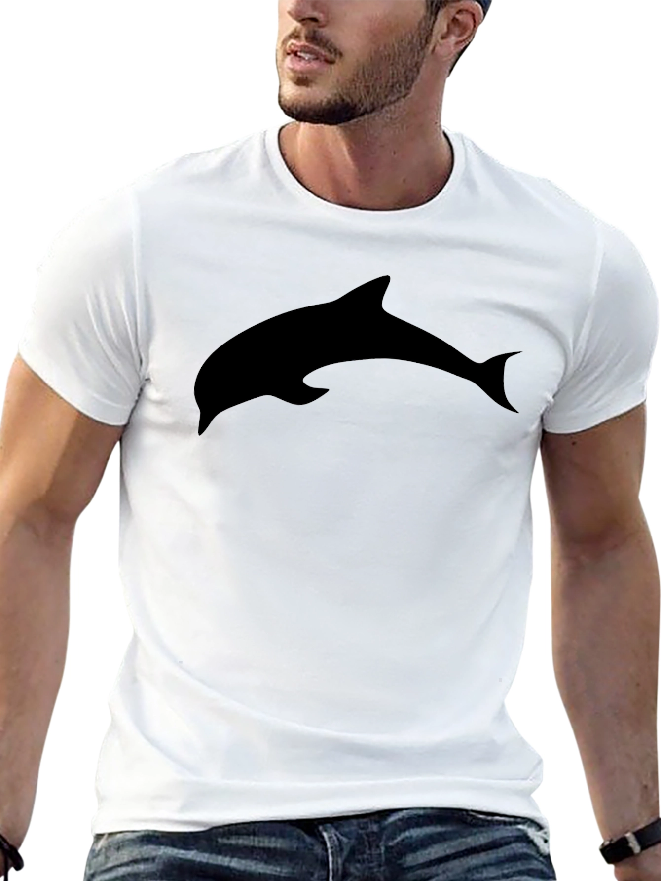 Mens Black Dolphin Graphic Tee - Casual Comfort