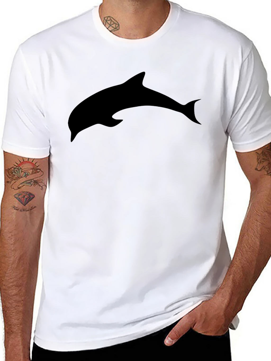Mens Black Dolphin Graphic Tee - Casual Comfort