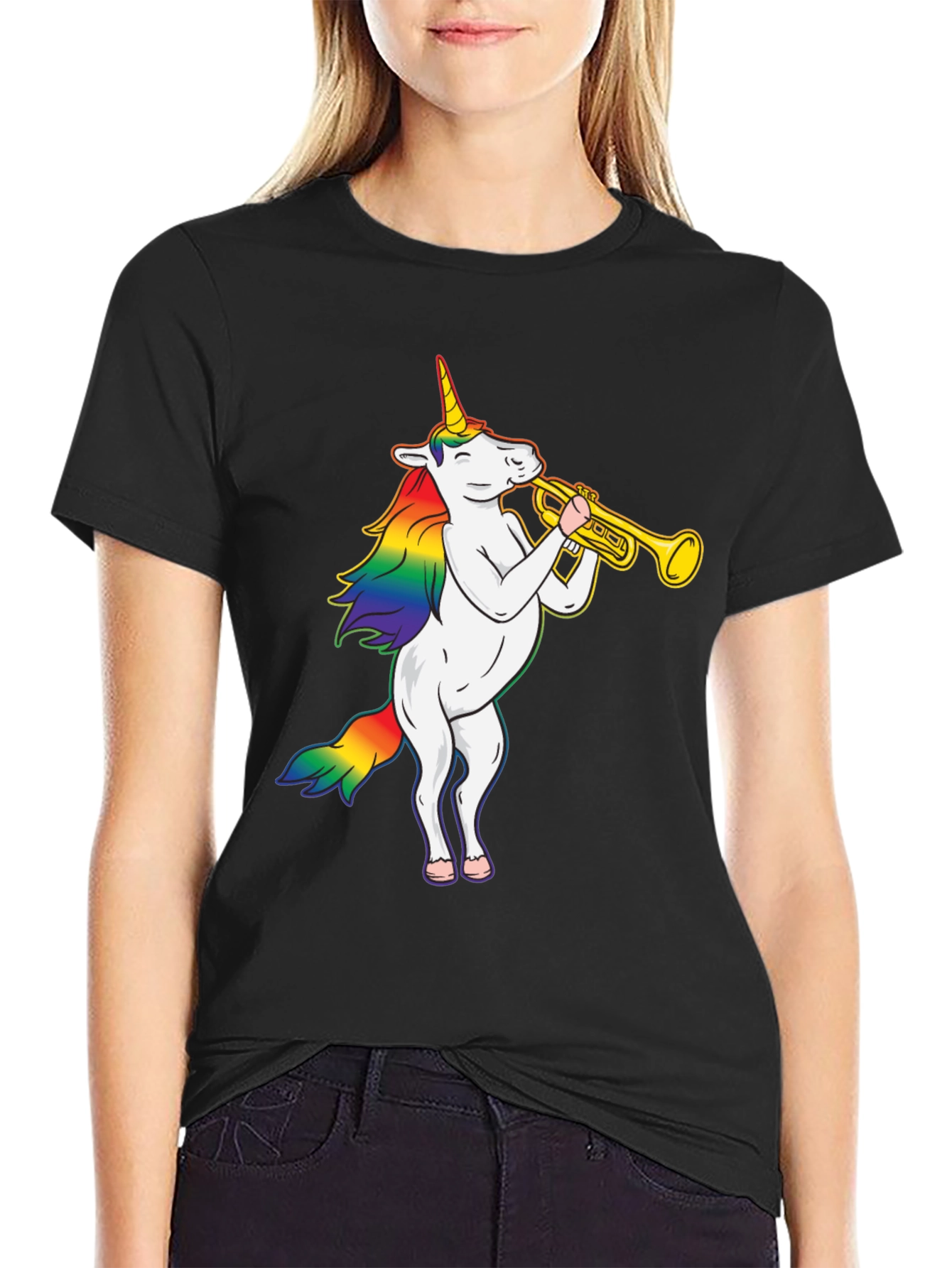 Unicorn Trumpet Black T-Shirt