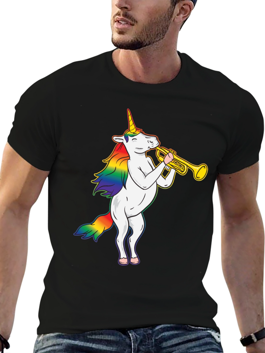 Unicorn Trumpet Black T-Shirt