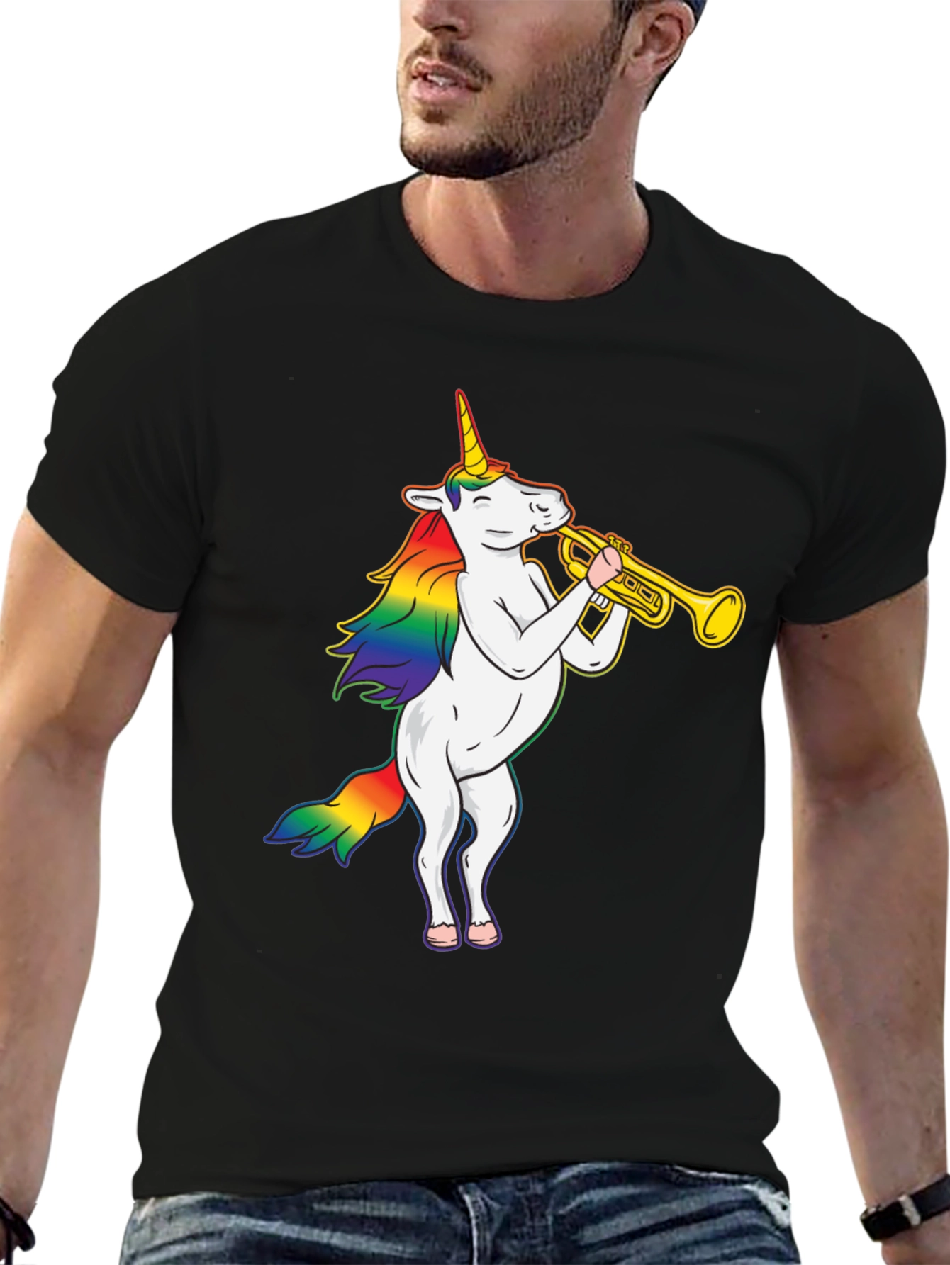 Unicorn Trumpet Black T-Shirt