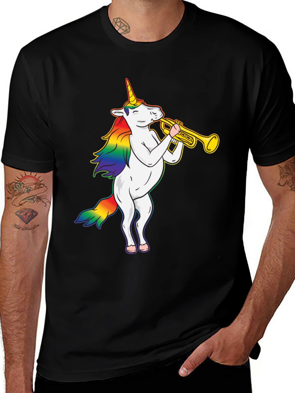 Unicorn Trumpet Black T-Shirt