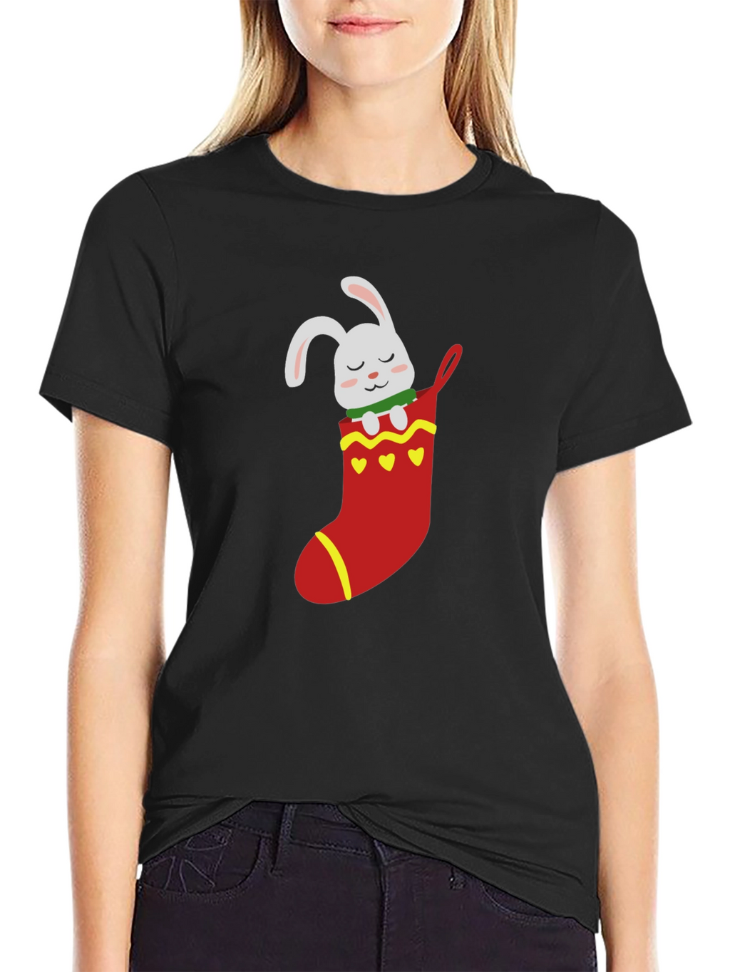 Bunny in Stocking Graphic T-Shirt