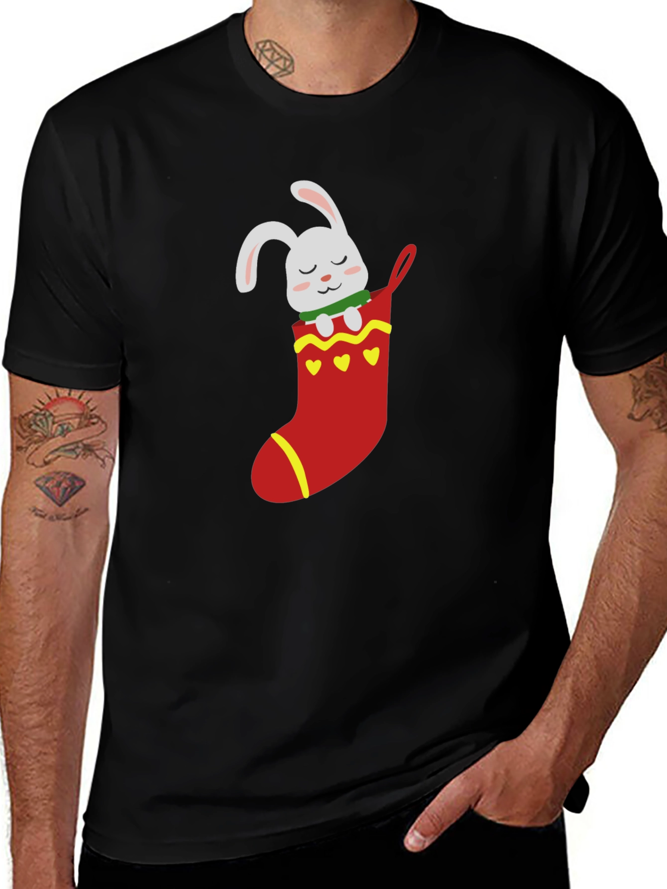 Bunny in Stocking Graphic T-Shirt