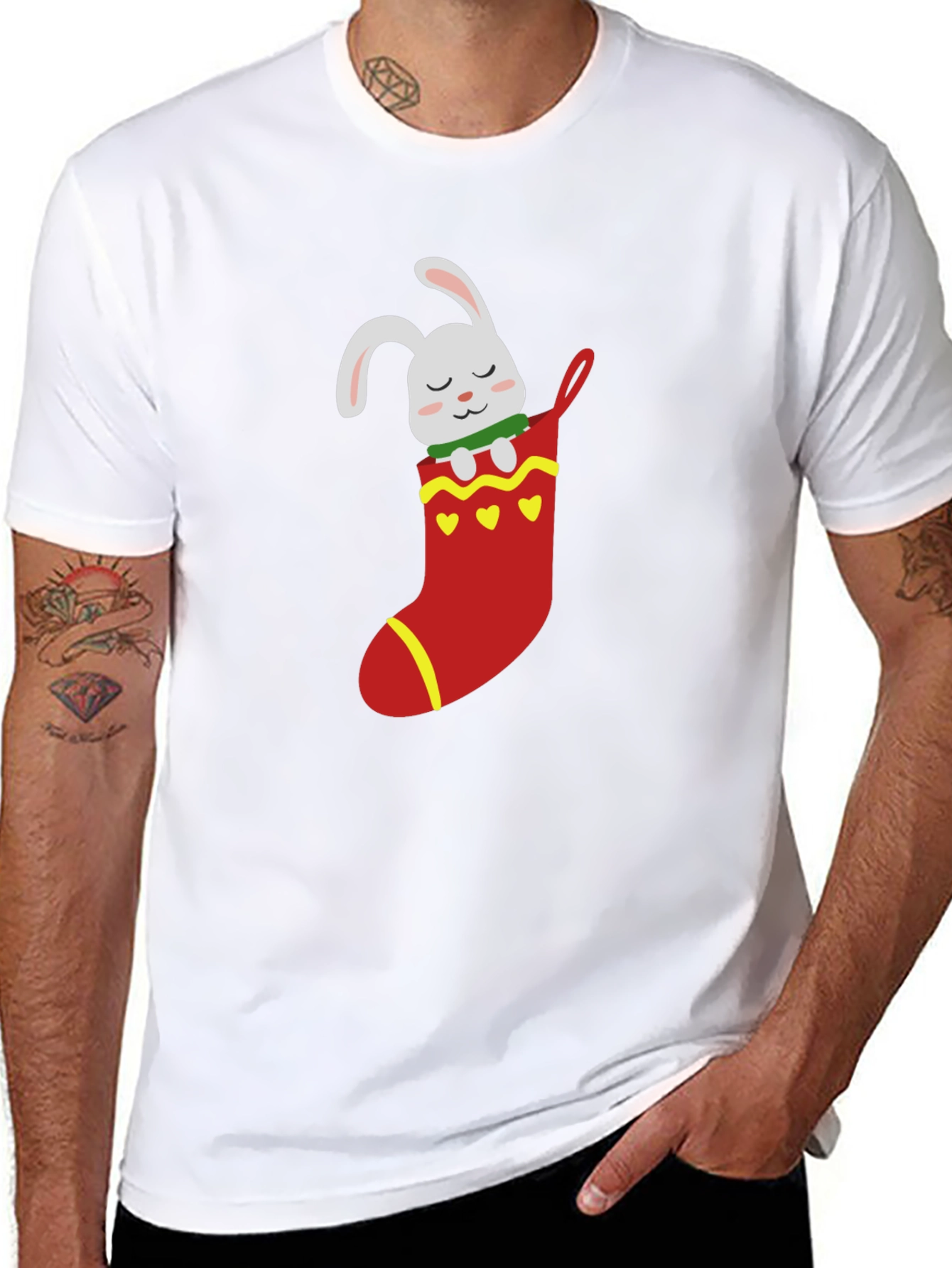 Bunny in Stocking Graphic T-Shirt