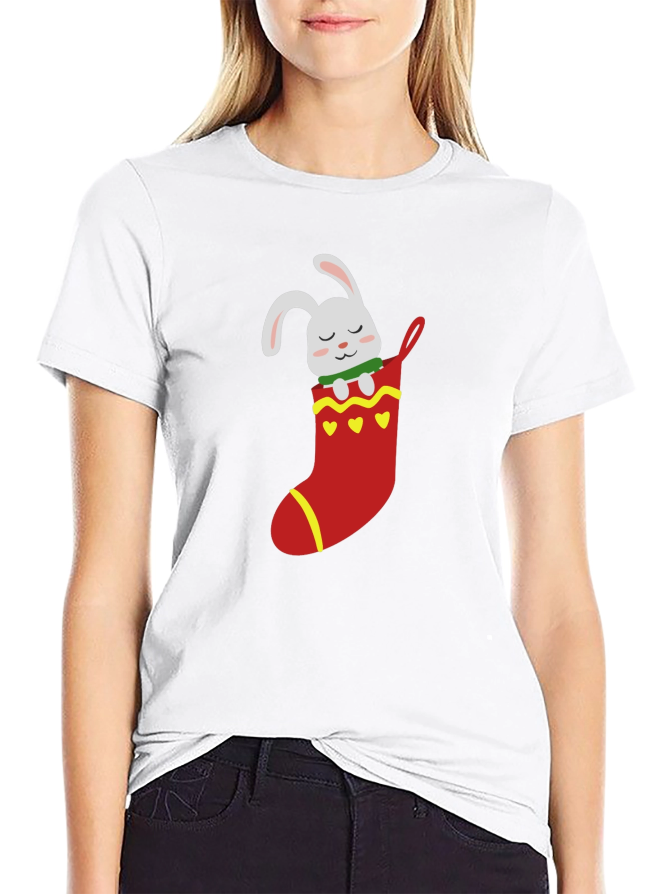 Bunny in Stocking Graphic T-Shirt