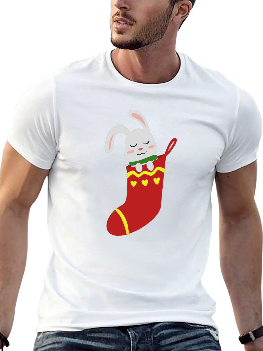 Bunny in Stocking Graphic T-Shirt