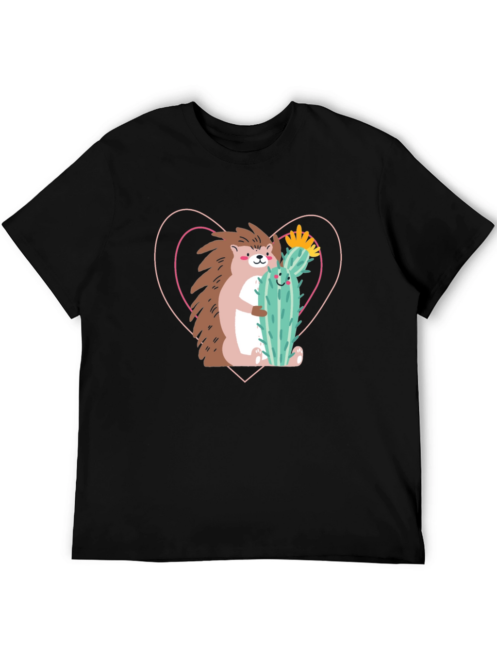 Hedgehog Hug Cactus T-Shirt - Unisex Crew Neck