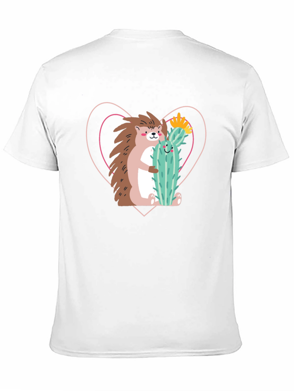 Hedgehog Hug Cactus T-Shirt - Unisex Crew Neck