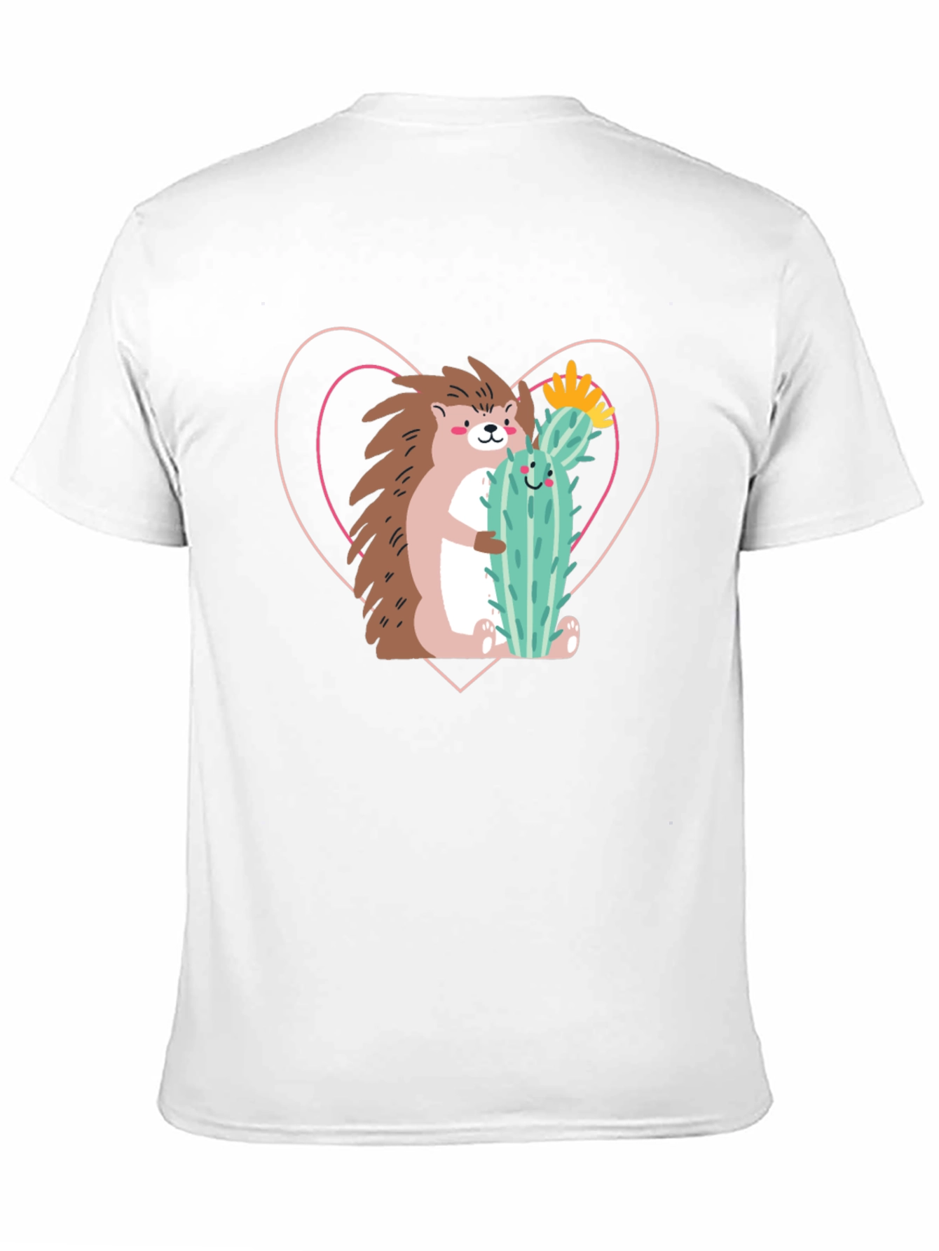 Hedgehog Hug Cactus T-Shirt - Unisex Crew Neck