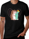 Hedgehog Hug Cactus T-Shirt - Unisex Crew Neck