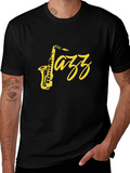 Black Jazz Saxophone Graphic T-Shirt